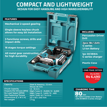 Load image into Gallery viewer, Makita MT Cordless Percussion Driver Drill 18v HP488DWE

