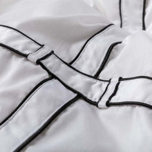 Load image into Gallery viewer, Housse de couette satin de coton unie à bandes noires Couture classique chic (200x200)
