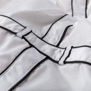 Housse de couette satin de coton unie à bandes noires Couture classique chic (200x200)