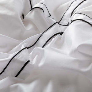 Housse de couette satin de coton unie à bandes noires Couture classique chic (200x200)