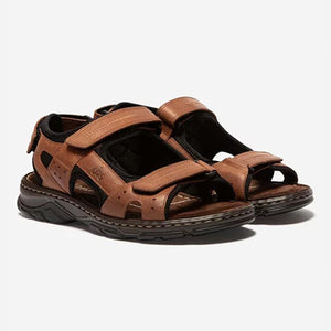 Men's Sandals With Scratch Brown Leather Tops