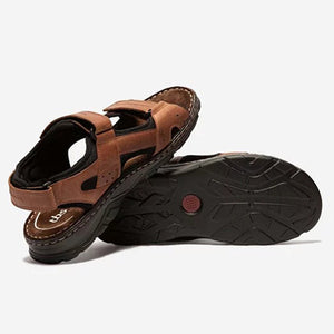 Men's Sandals With Scratch Brown Leather Tops