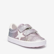 Load image into Gallery viewer, Rainbow Glitter Star Trainers (Younger Girl)
