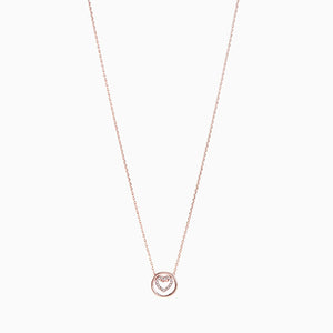 Rose Gold Tone 'With Love' Pavé Heart Necklace - Allsport
