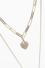 Load image into Gallery viewer, Gold Tone Two Layer Pavé Heart Necklace - Allsport
