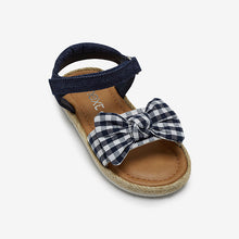 Load image into Gallery viewer, Navy Gingham Espadrille Sandals (Younger Girls) - Allsport
