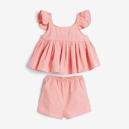 Pink Frill Blouse And Shorts Co-ord Set (3mths-6yrs) - Allsport