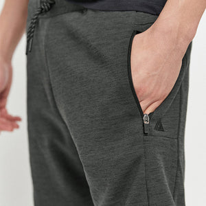Charcoal Grey Jersey Shorts With Zip Pockets