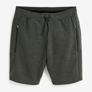 Charcoal Jersey Shorts With Zip Pockets - Allsport