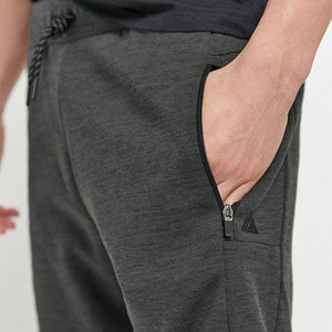 Charcoal Jersey Shorts With Zip Pockets - Allsport