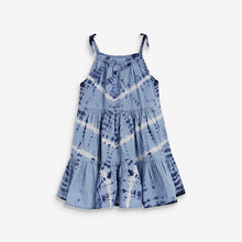 Load image into Gallery viewer, Blue Tie Dye Cotton Tiered Sundress (3mths-6yrs) - Allsport
