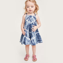 Load image into Gallery viewer, Blue Tie Dye Cotton Tiered Sundress (3mths-6yrs) - Allsport
