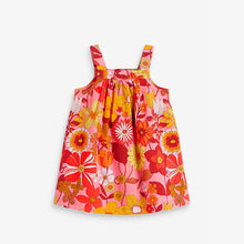 Load image into Gallery viewer, Orange Retro Printed Organic Cotton Sundress (3mths-6yrs) - Allsport
