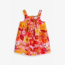 Load image into Gallery viewer, Orange Retro Printed Organic Cotton Sundress (3mths-6yrs) - Allsport
