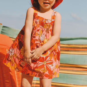 Orange Retro Printed Organic Cotton Sundress (3mths-6yrs) - Allsport