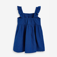 Load image into Gallery viewer, Cobalt Frill Detail Linen Blend Dress (3mths-6yrs) - Allsport
