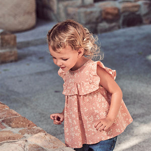 Pink Floral Cotton Frill Blouse (3mths-6yrs) - Allsport