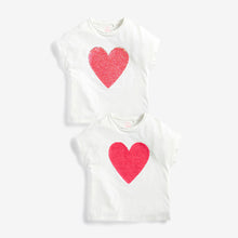 Load image into Gallery viewer, White Shiny Sequin Heart T-Shirt (3-12yrs) - Allsport
