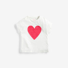 Load image into Gallery viewer, White Shiny Sequin Heart T-Shirt (3-12yrs) - Allsport
