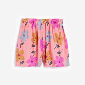 Pink Floral Tie Front Blouse And Shorts Co-ord Set (3-12yrs) - Allsport