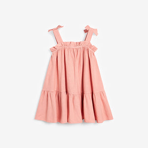 Pink Tiered Linen Blend Dress (3-12yrs) - Allsport