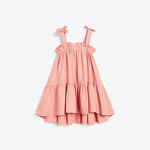 Load image into Gallery viewer, Pink Tiered Linen Blend Dress (3-12yrs) - Allsport
