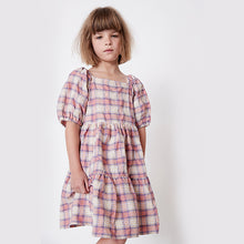 Load image into Gallery viewer, Pink Cotton Check Tiered Dress (3-12yrs) - Allsport
