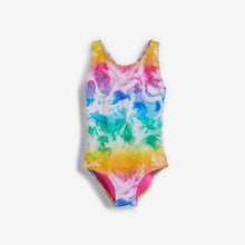 Load image into Gallery viewer, Multi Unicorn Tie Dye Sports Swimsuit (3-12yrs)
