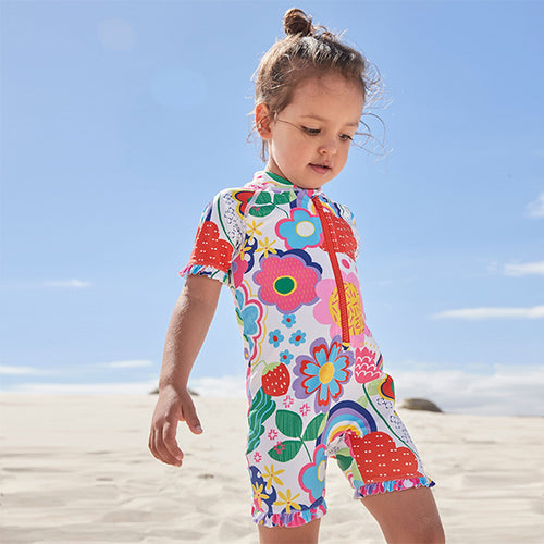 Ecru Floral Sunsafe Swim Suit (3mths-4yrs) - Allsport
