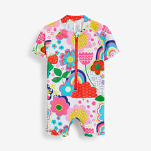 Load image into Gallery viewer, Ecru Floral Sunsafe Swim Suit (3mths-4yrs) - Allsport
