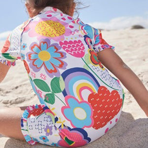 Ecru Floral Sunsafe Swim Suit (3mths-4yrs) - Allsport