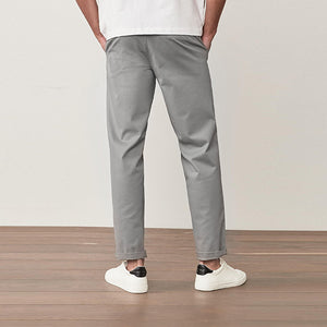 Light Grey Straight Fit Stretch Chino Trousers - Allsport