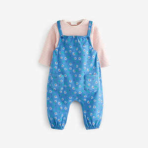 Blue Baby 2 Piece Printed Dungaree And Bodysuit Set (0mths-18mths)