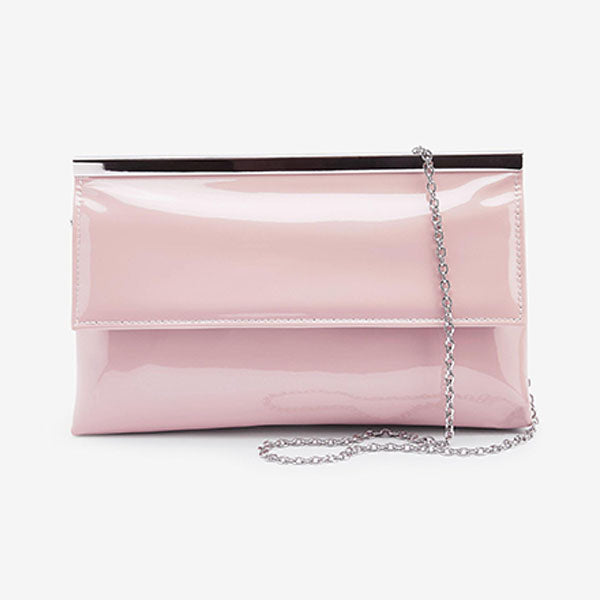 Nude Pink  Clutch Bag With Detachable Cross Body Chain