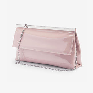 Nude Pink  Clutch Bag With Detachable Cross Body Chain