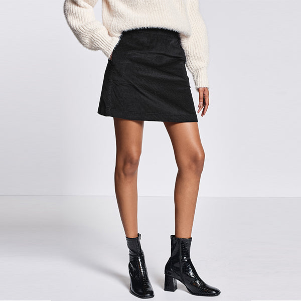 Black Cord Mini Skirt