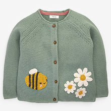 Load image into Gallery viewer, Sage Green Sage Bee Cardigan (3mths-5yrs)
