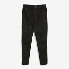 Load image into Gallery viewer, Black Slim Fit Stretch Utility Trousers
