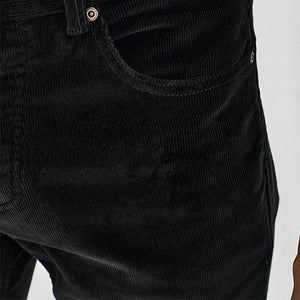 Black Slim Fit Jean Style Stretch Cord Trousers