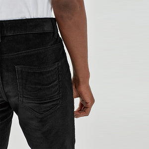 Black Slim Fit Jean Style Stretch Cord Trousers