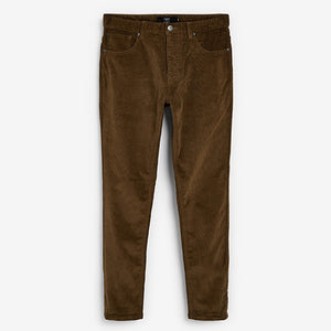 Sand Brown Slim Fit Jean Style Stretch Cord Trousers