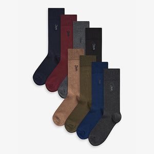 8 Pack Multi Embroidered Stag Socks