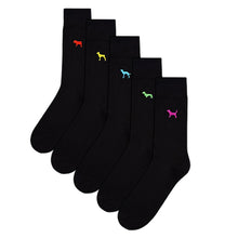 Load image into Gallery viewer, Black Dog Embroidered Socks 5 pack
