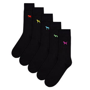 Black Dog Embroidered Socks 5 pack