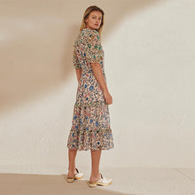 Load image into Gallery viewer, Ecru Floral Tiered Midi Dress - Allsport
