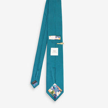 Load image into Gallery viewer, Teal Blue Textured Tie With Tie Clip
