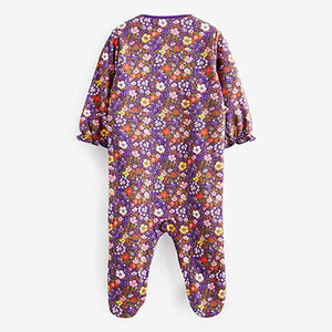 Raspberry Unicorn Baby Embroidered Detail Sleepsuits 3 Pack (0mth-18mths)