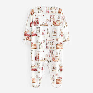 Pretty Mouse / Red Floral Baby Sleepsuits 3 Pack (0-18mths)
