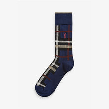 Load image into Gallery viewer, 5 Pack Navy Check Pattern Socks
