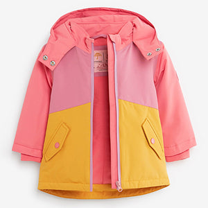 Pink Waterproof Colourblock Coat (3mths-5yrs)